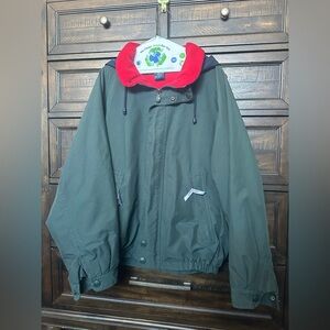 Vintage Men’s  Nautica Red Lined Fleece Green Hood Jacket Size Large
